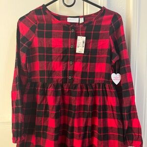 Red check flannel dress